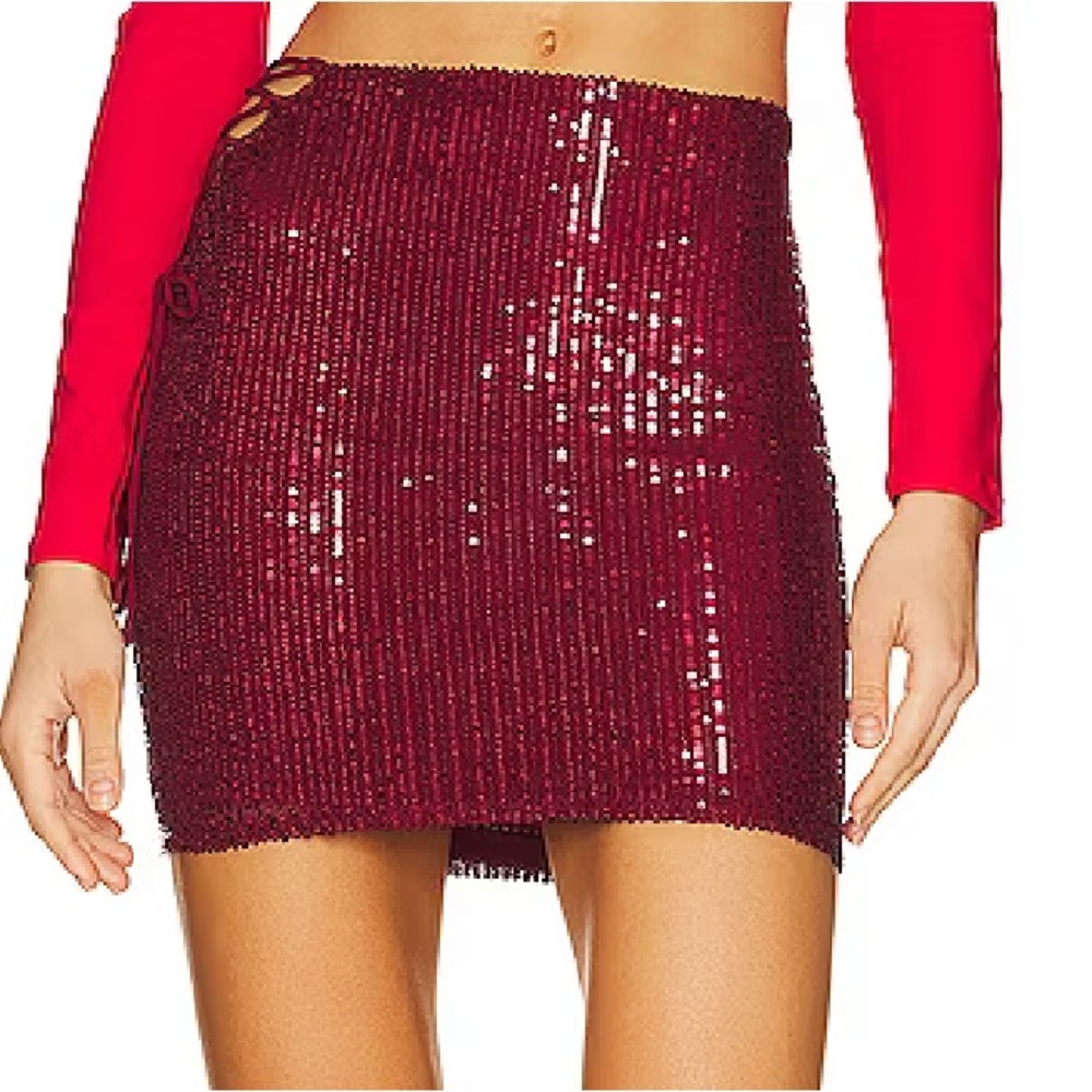 Superdown Red Sequin Skirt Small